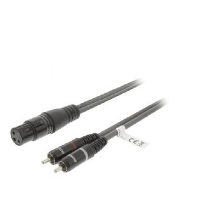 Imagine Cablu audio stereo XLR 3 pini la 2 x RCA M-T 3m Gri, SWEEX SWOP15220E30